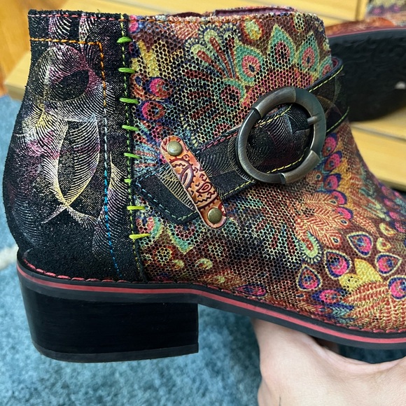 Spring Step L’ Artiste Multicolor Paisley women’s Boots size 40 - Picture 3 of 10